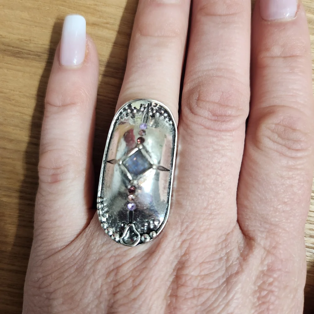 Silver and Purple Statement Ring